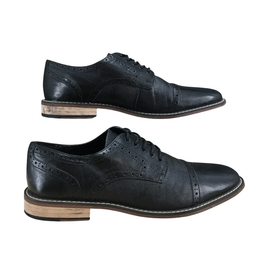 Bar‎ III Parker Mens Black Leather Cap Toe Brogue Oxford Dress Shoes Size 8.5